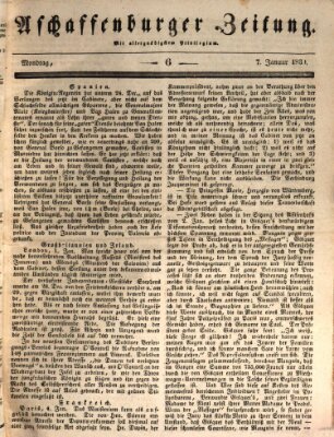 Aschaffenburger Zeitung Montag 7. Januar 1839