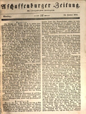 Aschaffenburger Zeitung Montag 14. Januar 1839