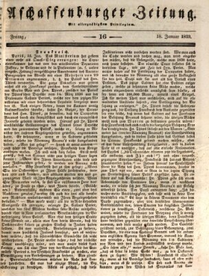 Aschaffenburger Zeitung Freitag 18. Januar 1839