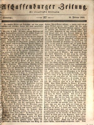 Aschaffenburger Zeitung Dienstag 12. Februar 1839