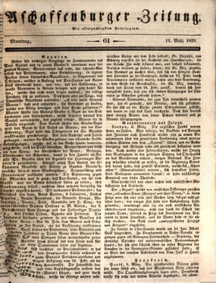 Aschaffenburger Zeitung Montag 11. März 1839