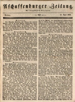 Aschaffenburger Zeitung Freitag 12. April 1839