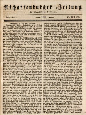 Aschaffenburger Zeitung Donnerstag 25. April 1839