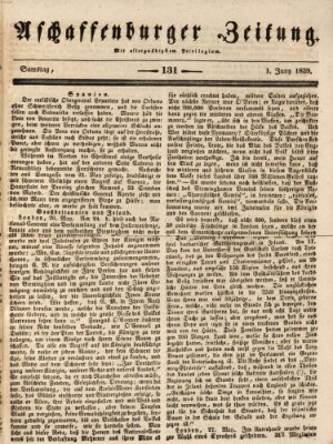 Aschaffenburger Zeitung Samstag 1. Juni 1839