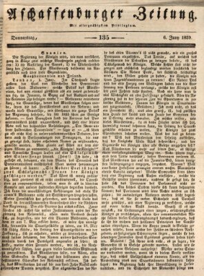 Aschaffenburger Zeitung Donnerstag 6. Juni 1839