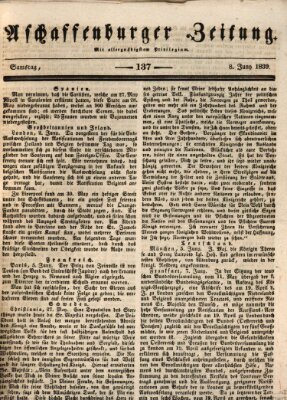 Aschaffenburger Zeitung Samstag 8. Juni 1839