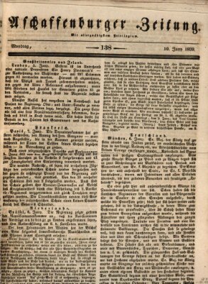 Aschaffenburger Zeitung Montag 10. Juni 1839