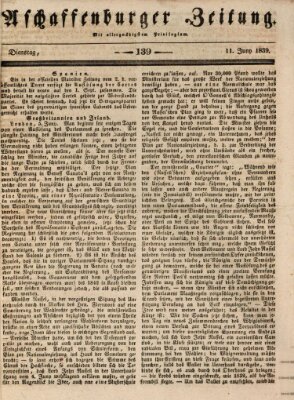 Aschaffenburger Zeitung Dienstag 11. Juni 1839