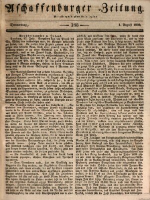 Aschaffenburger Zeitung Donnerstag 1. August 1839