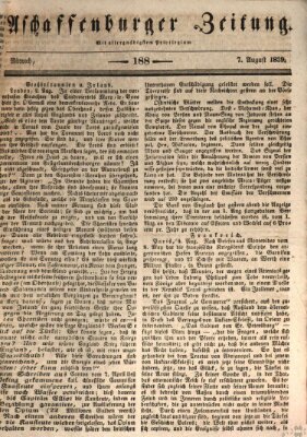 Aschaffenburger Zeitung Mittwoch 7. August 1839