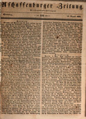 Aschaffenburger Zeitung Samstag 10. August 1839