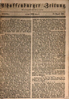 Aschaffenburger Zeitung Donnerstag 15. August 1839