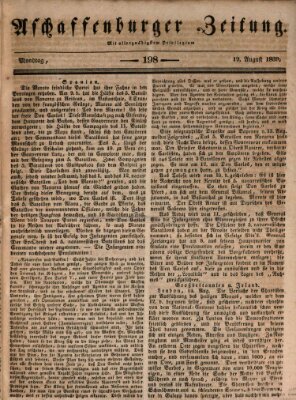 Aschaffenburger Zeitung Montag 19. August 1839