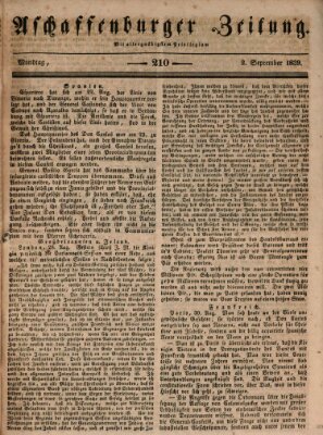 Aschaffenburger Zeitung Montag 2. September 1839