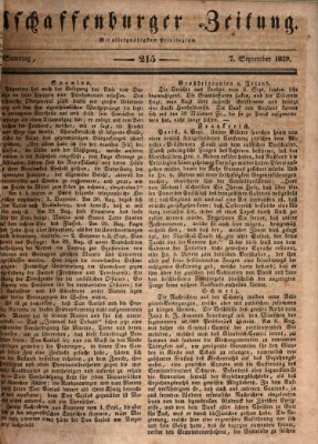 Aschaffenburger Zeitung Samstag 7. September 1839