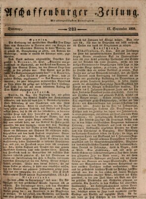 Aschaffenburger Zeitung Dienstag 17. September 1839