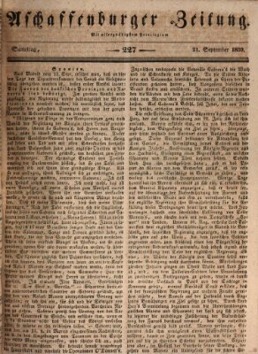 Aschaffenburger Zeitung Samstag 21. September 1839