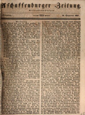 Aschaffenburger Zeitung Dienstag 24. September 1839