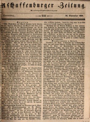 Aschaffenburger Zeitung Donnerstag 26. September 1839