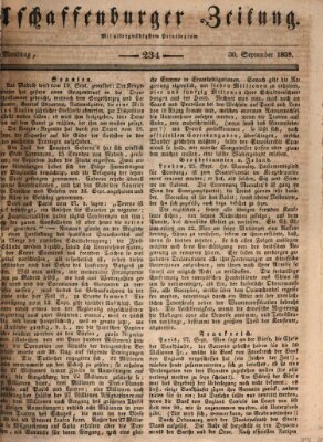 Aschaffenburger Zeitung Montag 30. September 1839