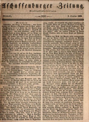 Aschaffenburger Zeitung Mittwoch 2. Oktober 1839