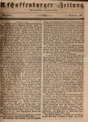 Aschaffenburger Zeitung Montag 11. November 1839