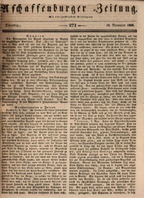 Aschaffenburger Zeitung Dienstag 12. November 1839