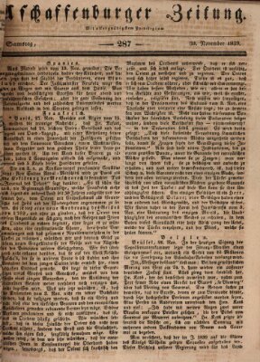 Aschaffenburger Zeitung Samstag 30. November 1839