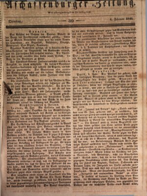 Aschaffenburger Zeitung Dienstag 4. Februar 1840