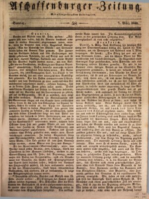 Aschaffenburger Zeitung Samstag 7. März 1840