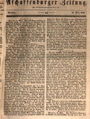 Aschaffenburger Zeitung Montag 16. März 1840