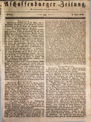 Aschaffenburger Zeitung Freitag 3. April 1840