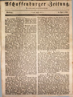 Aschaffenburger Zeitung Montag 6. April 1840