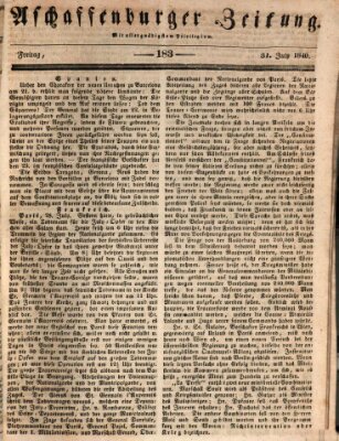 Aschaffenburger Zeitung Freitag 31. Juli 1840