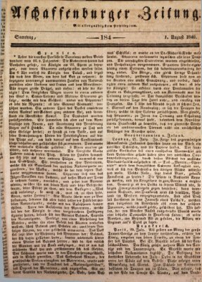 Aschaffenburger Zeitung Samstag 1. August 1840