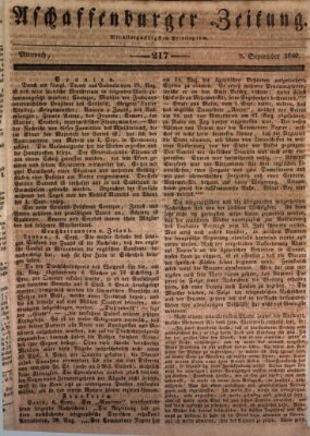 Aschaffenburger Zeitung Mittwoch 9. September 1840