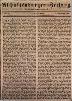 Aschaffenburger Zeitung Freitag 11. September 1840