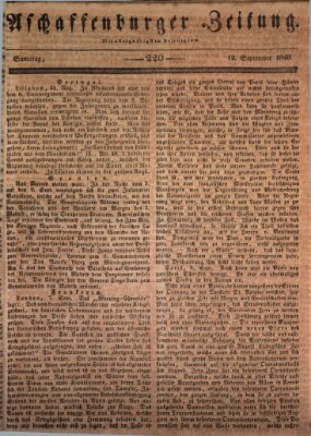 Aschaffenburger Zeitung Samstag 12. September 1840