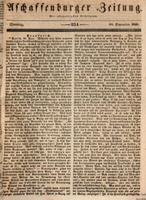 Aschaffenburger Zeitung Dienstag 29. September 1840