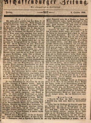 Aschaffenburger Zeitung Freitag 2. Oktober 1840