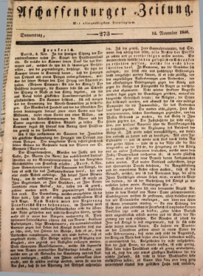 Aschaffenburger Zeitung Donnerstag 12. November 1840