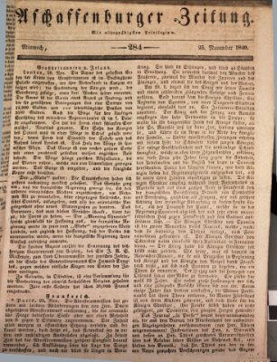 Aschaffenburger Zeitung Mittwoch 25. November 1840