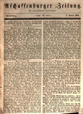 Aschaffenburger Zeitung Donnerstag 7. Januar 1841