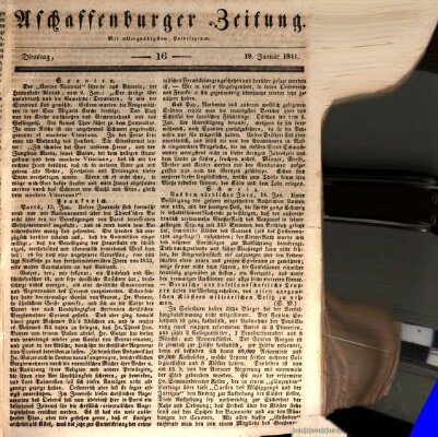 Aschaffenburger Zeitung Dienstag 19. Januar 1841