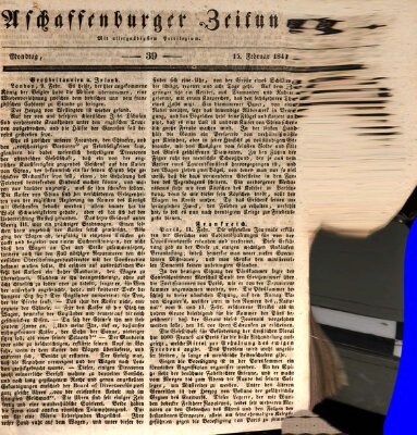 Aschaffenburger Zeitung Montag 15. Februar 1841