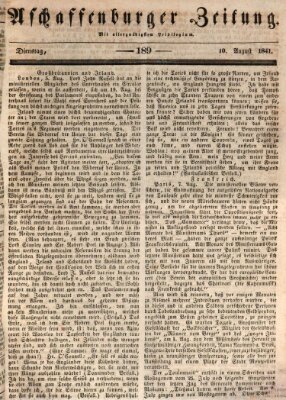 Aschaffenburger Zeitung Dienstag 10. August 1841