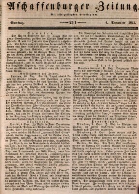 Aschaffenburger Zeitung Samstag 4. September 1841