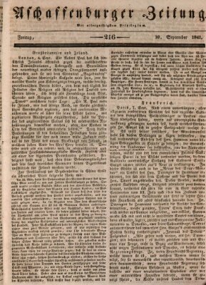 Aschaffenburger Zeitung Freitag 10. September 1841