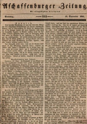 Aschaffenburger Zeitung Samstag 18. September 1841