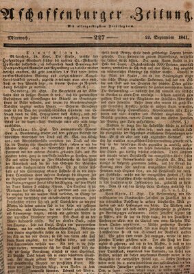 Aschaffenburger Zeitung Mittwoch 22. September 1841